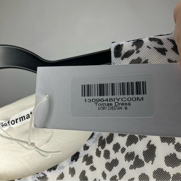 NWT REFORMATION Tomas Dress Ivory Cheetah Leopard Long Sleeve Mini Medium - Picture 4 of 6